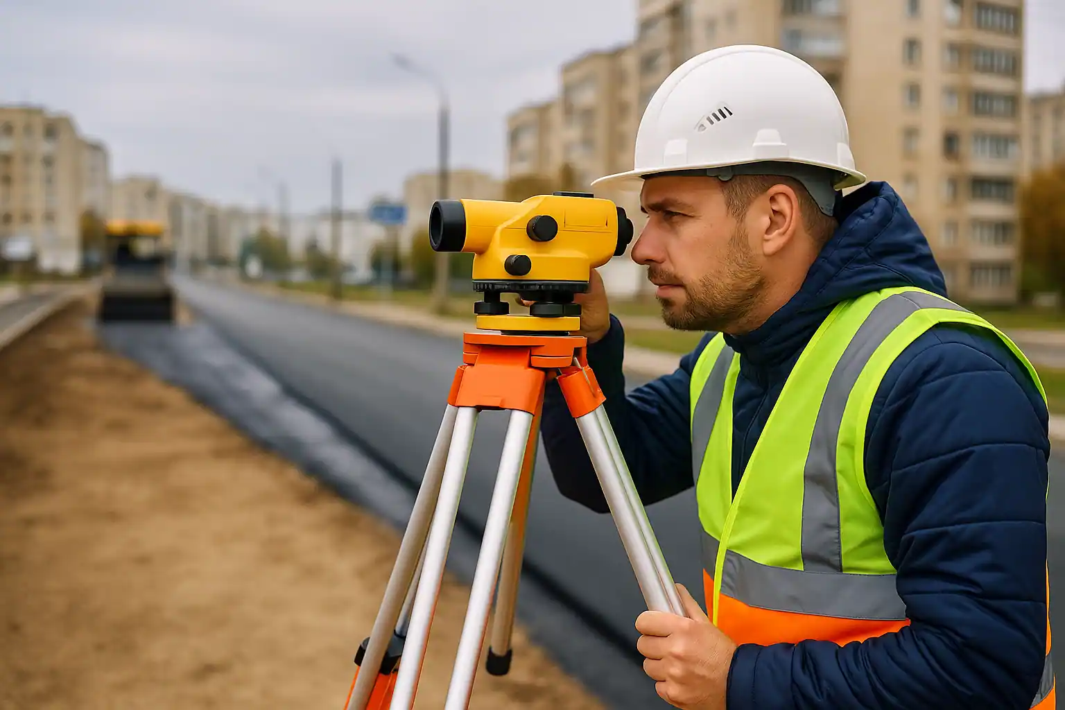 Выезд инженера и нивелировка перед асфальтированием в Минске