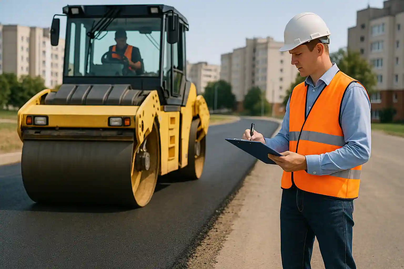 Уплотнение катком и сдача объекта с проверкой качества