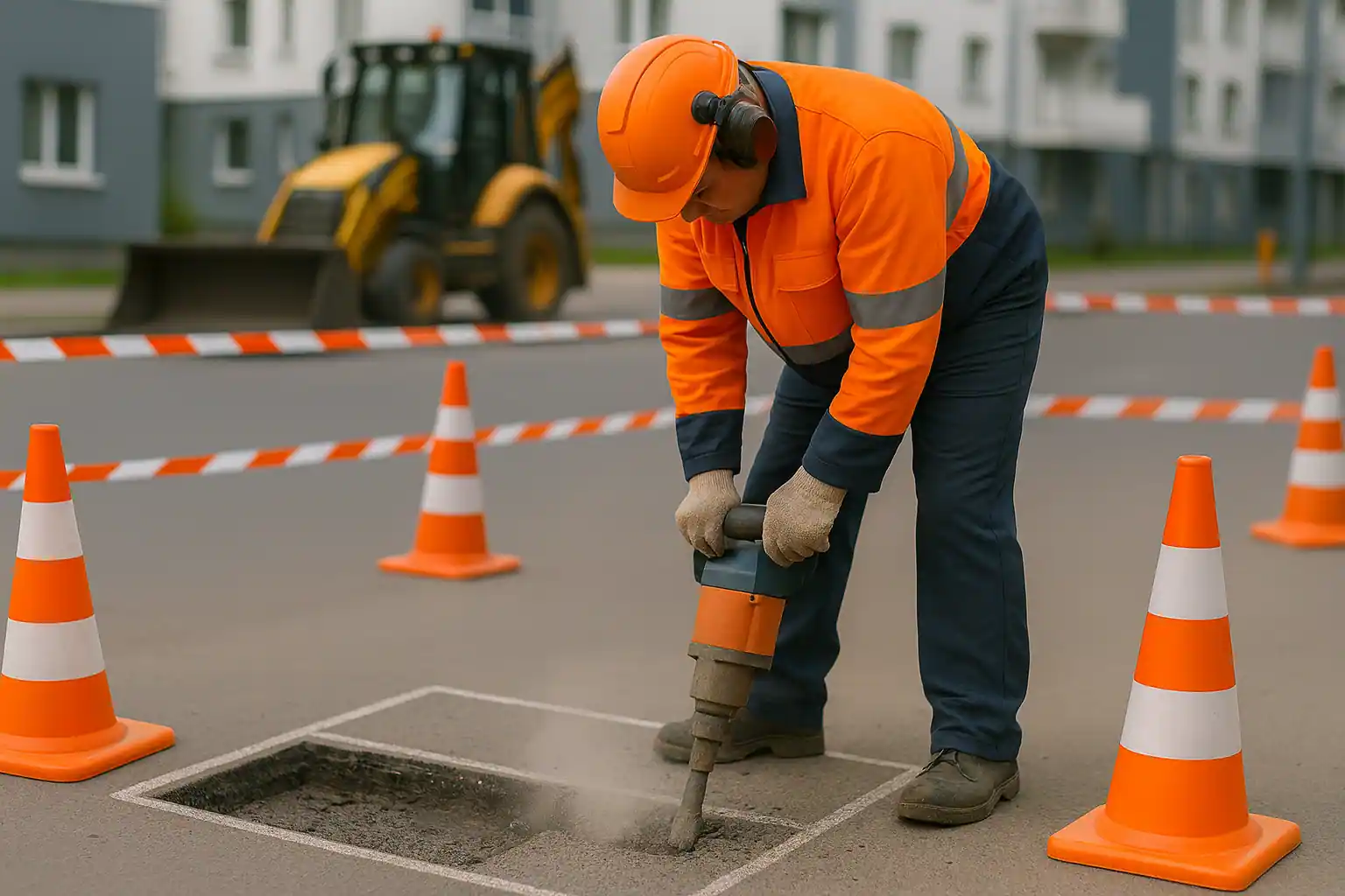 Ремонт асфальтового покрытия — подготовка прямоугольной «карты» ремонта, Минск
