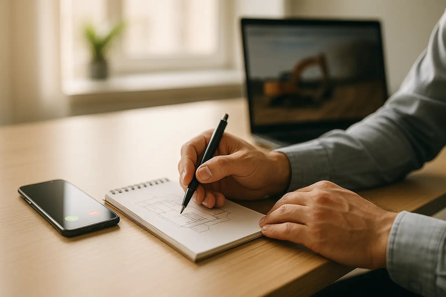 Заявка и первичная консультация по разработке котлована — инженер уточняет объём работ и условия объекта