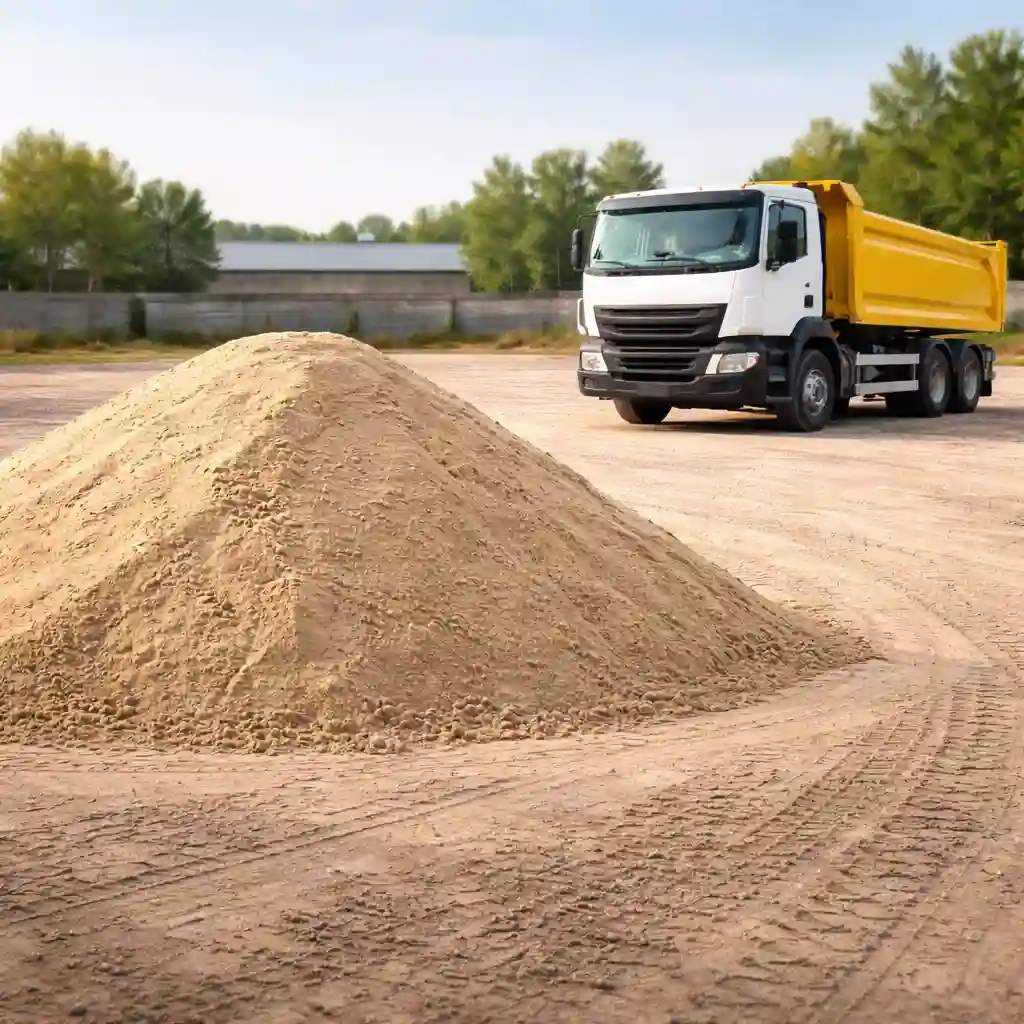 Доставка песка в Минске: самосвал и песок на площадке
