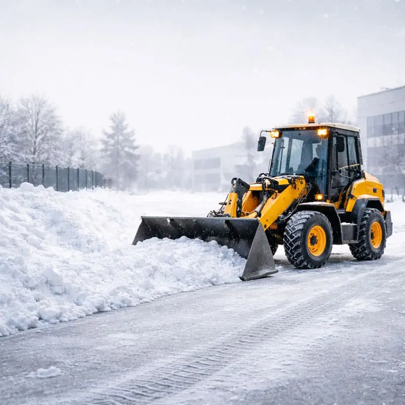 Механизированная уборка снега в Минске: техника очищает парковку