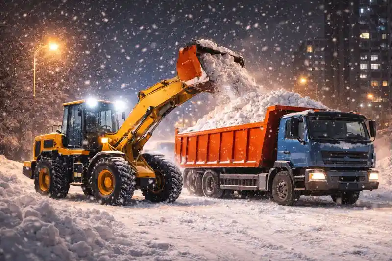 Ночная и срочная механизированная уборка снега в Минске с погрузкой в самосвал