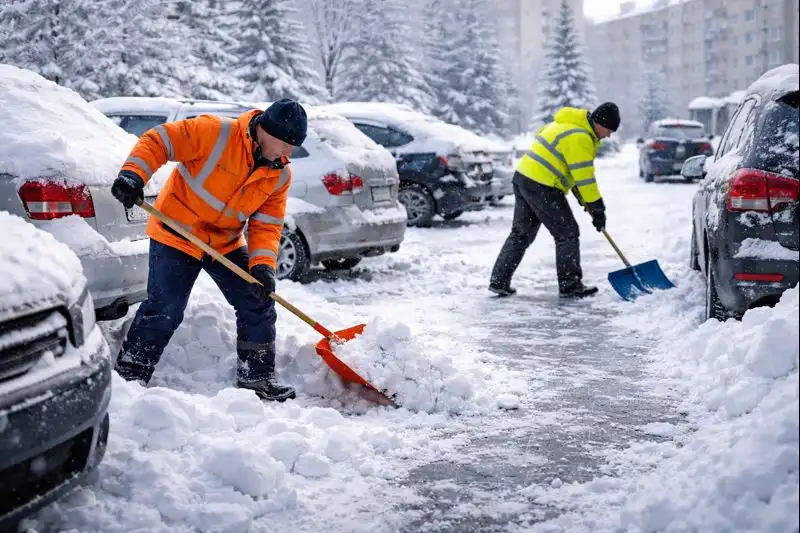 Уборка снега вручную во дворах и на парковках в Минске