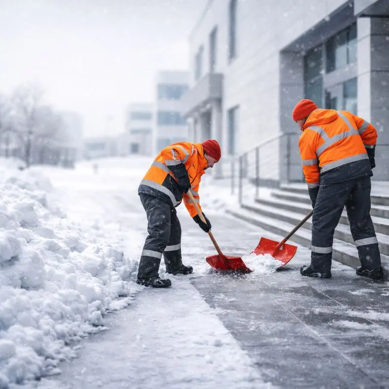 Ручная уборка снега: расчистка входной группы и дорожек