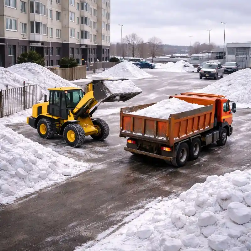 Сезонный вывоз снега с погрузкой по договору в Минске