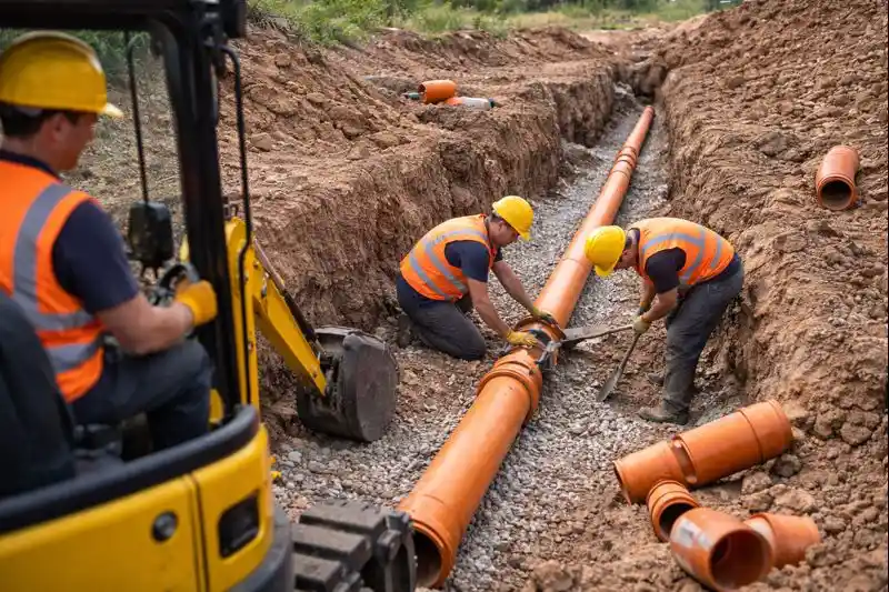 Инженерные сети в Минске — этап 4: земляные работы и монтаж труб водопровода и канализации