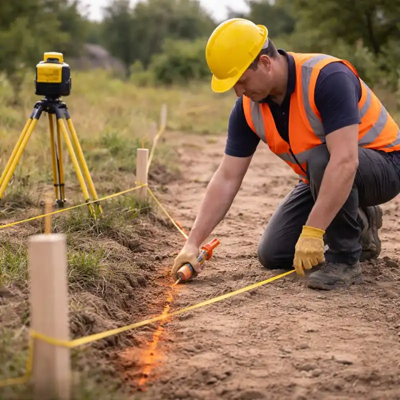 Подготовка и привязка трассы инженерных сетей в Минске — разметка и уточнение отметок на участке