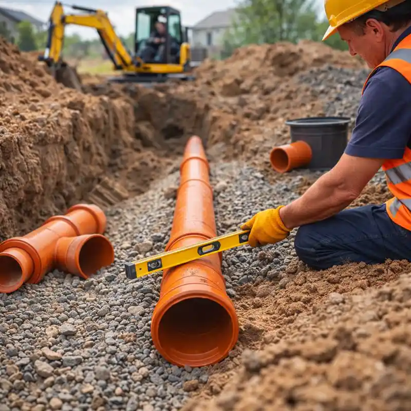 Устройство канализации в Минске — укладка канализационных труб и подготовка основания в траншее