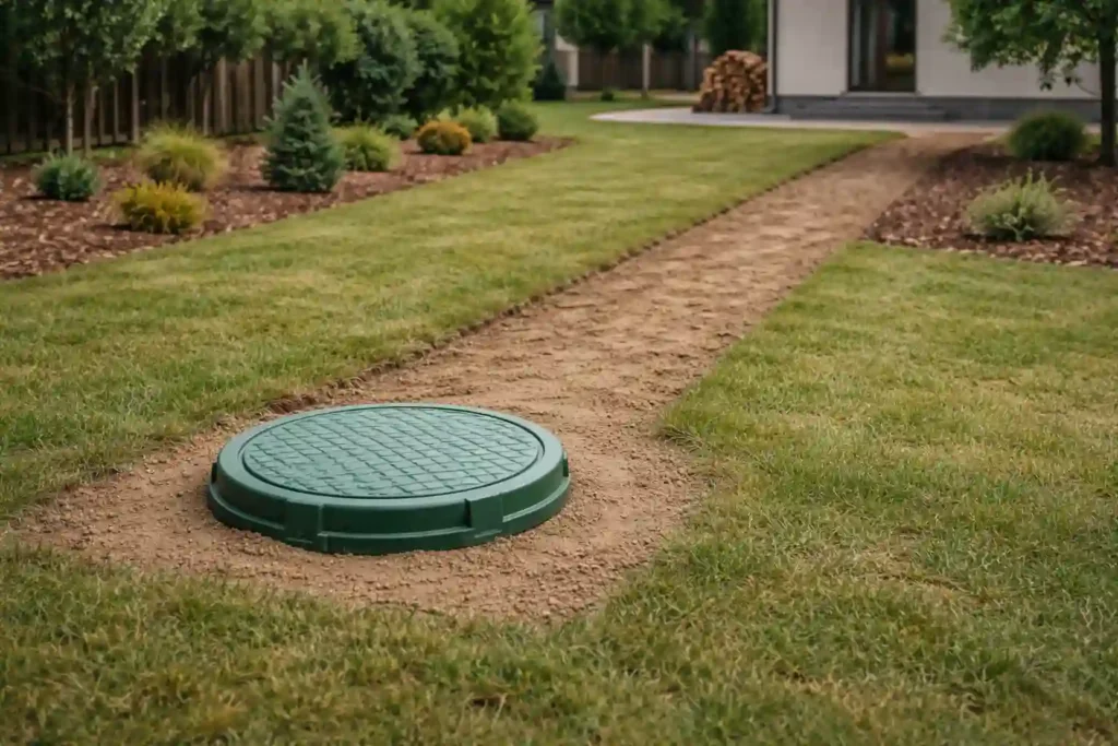 Готовая автономная канализация после завершения монтажа