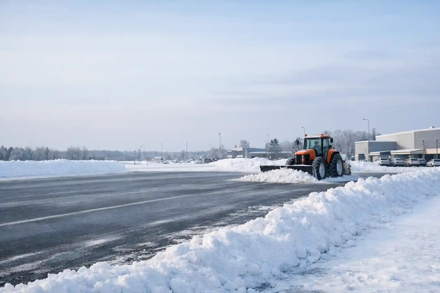 Чистка снега на территории в Минске зимой