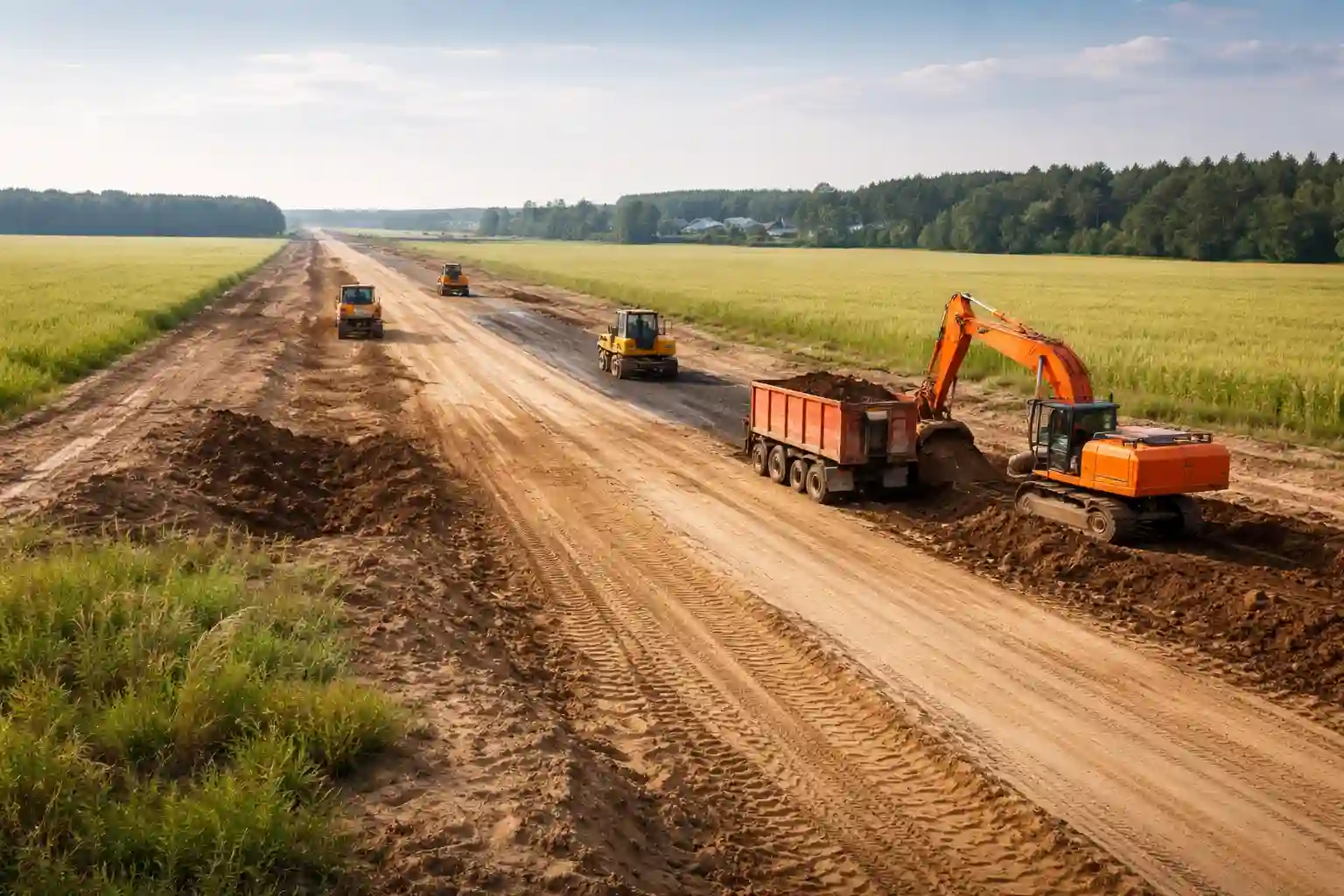 Строительство автомобильной дороги на объекте