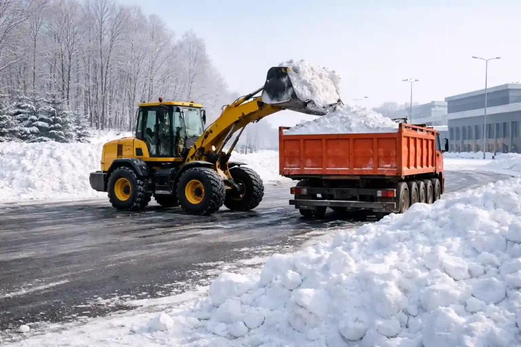 Погрузка и вывоз снега с территории после чистки
