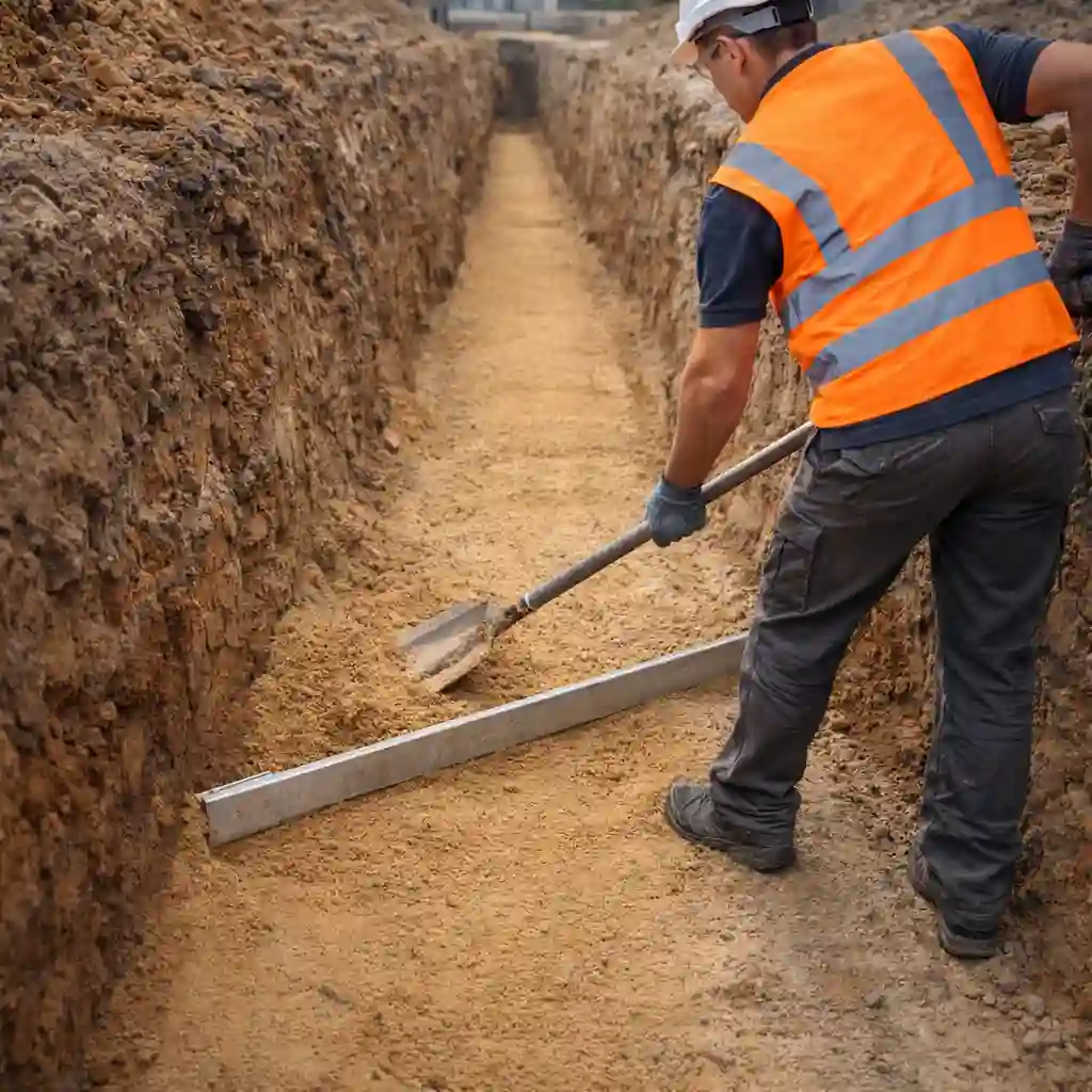 Подготовка песчаного основания под водопровод в Минске