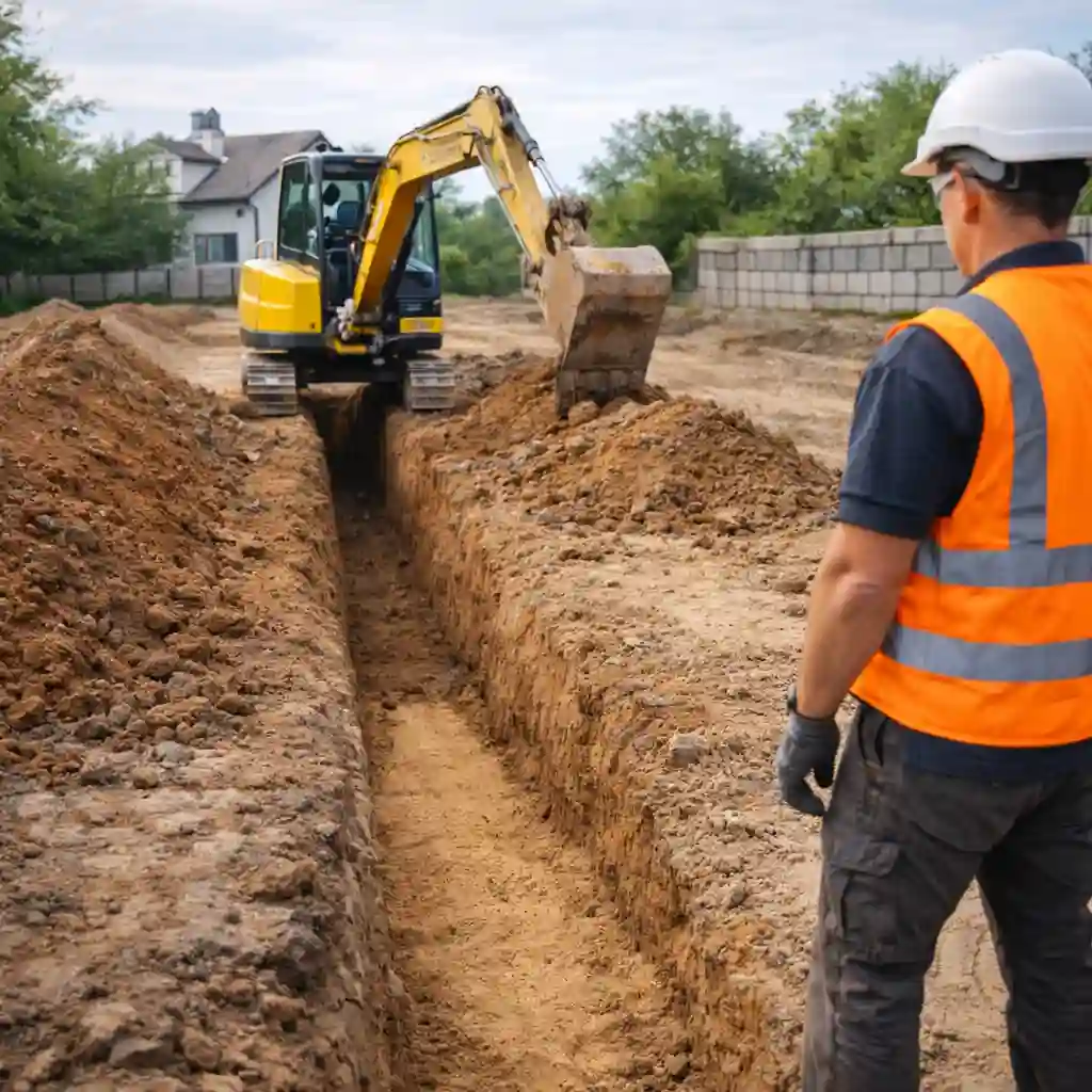 Земляные работы для прокладки наружного водопровода в Минске
