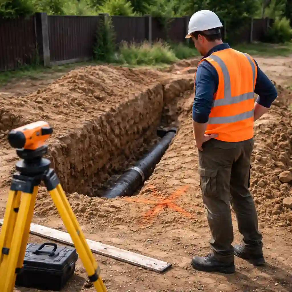 Осмотр участка перед ремонтом наружного водопровода в Минске