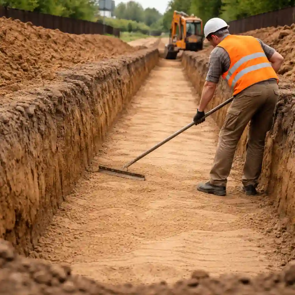 Подготовка основания под наружную канализацию в Минске