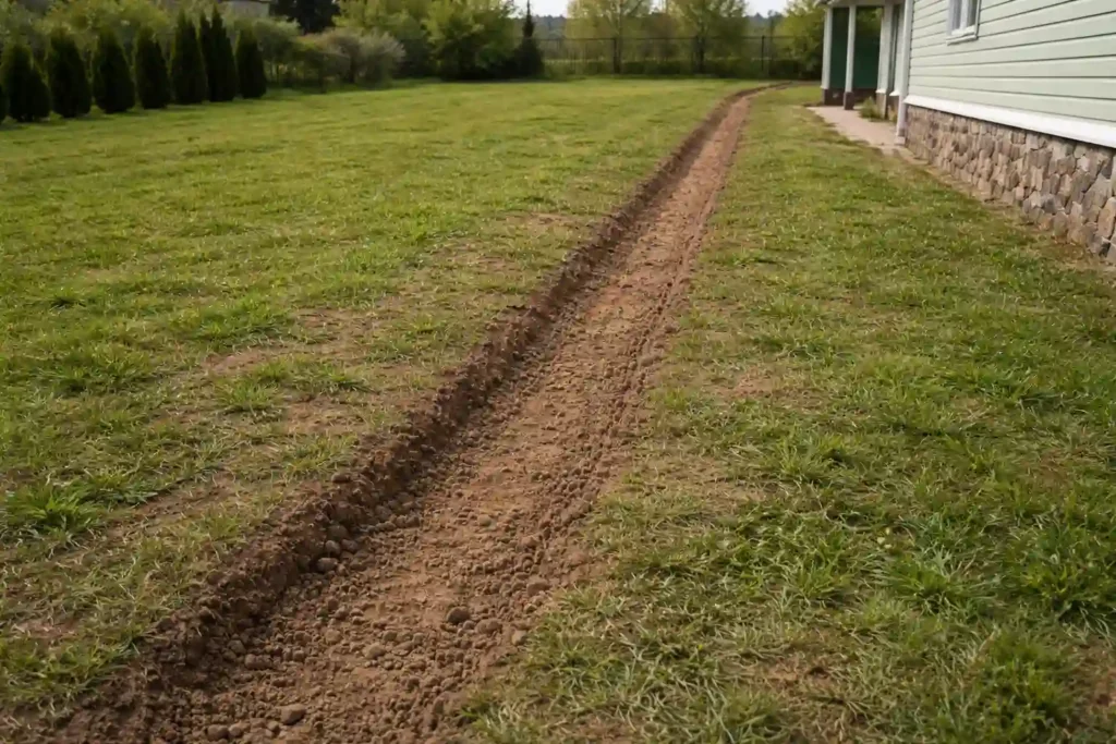 Готовый результат после прокладки водопровода на даче