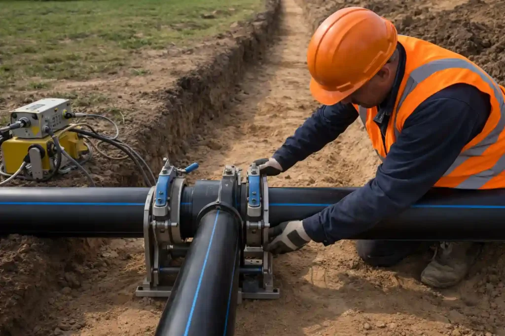 Соединение ПНД трубы при прокладке водопровода на даче