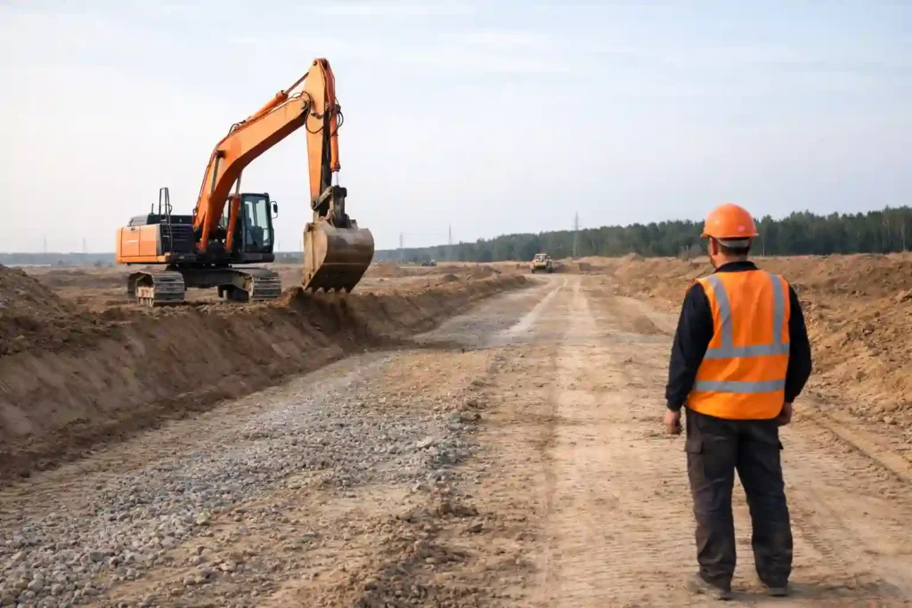 Подготовка трассы под строительство временной дороги