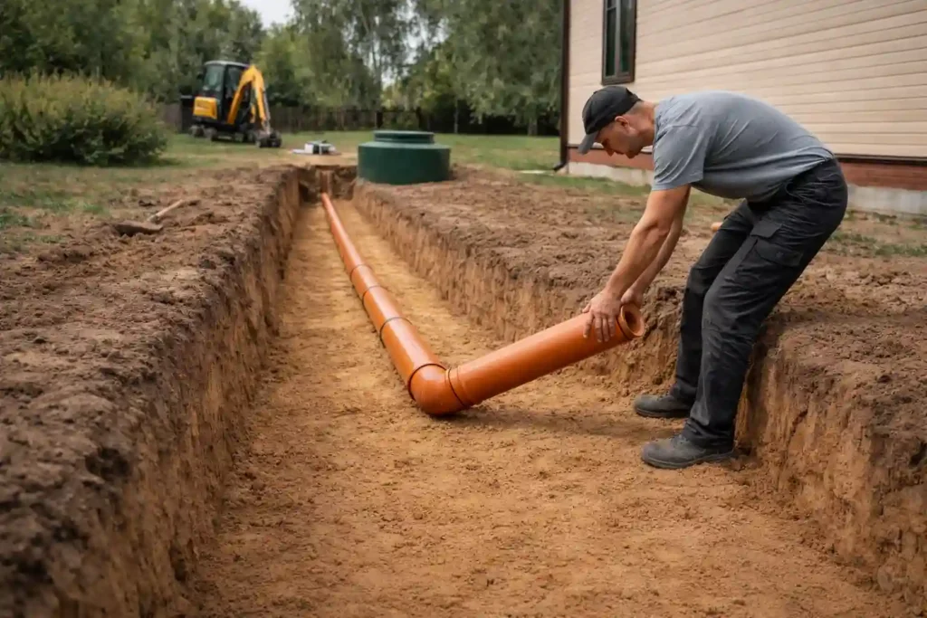 Подключение канализации к септику своими руками