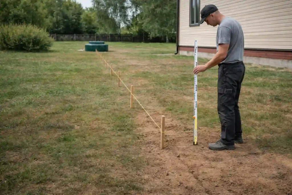 Разметка трассы канализации своими руками