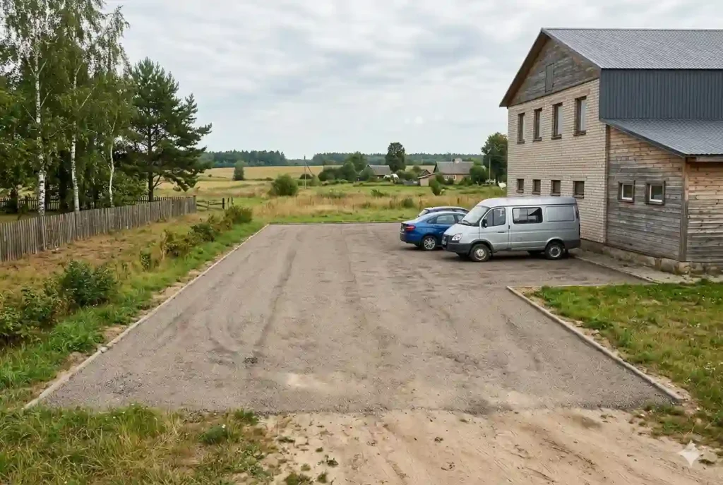 Парковка из асфальтогранулята на участке