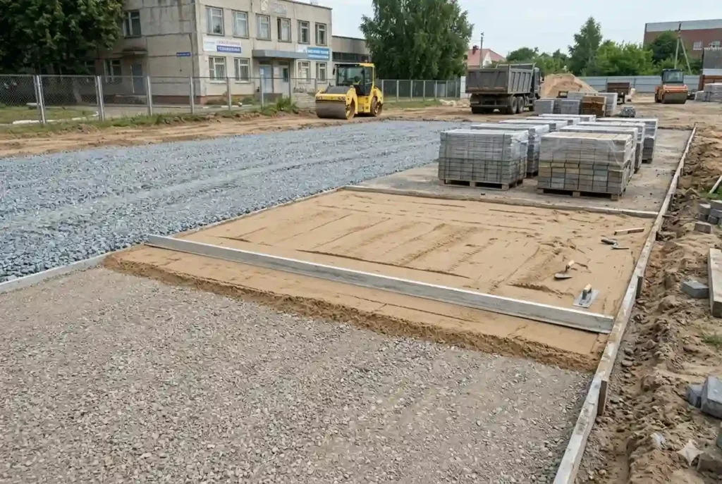 Щебень под тротуарную плитку и подготовка основания