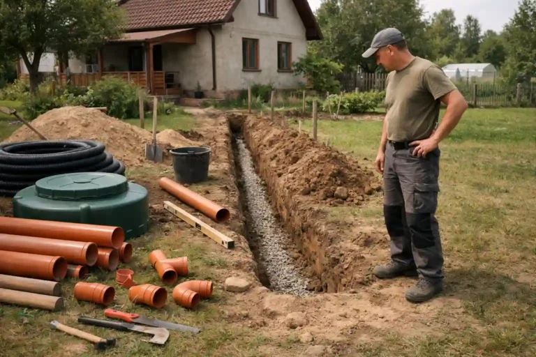 Устройство канализации на даче рядом с загородным домом